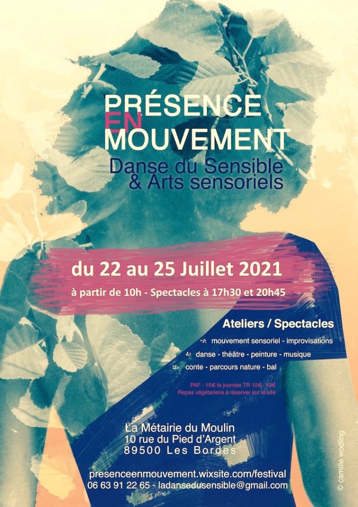 Présence en mouvement - affiche festival 2021 de Danse du Sensible et Arts sensoriels